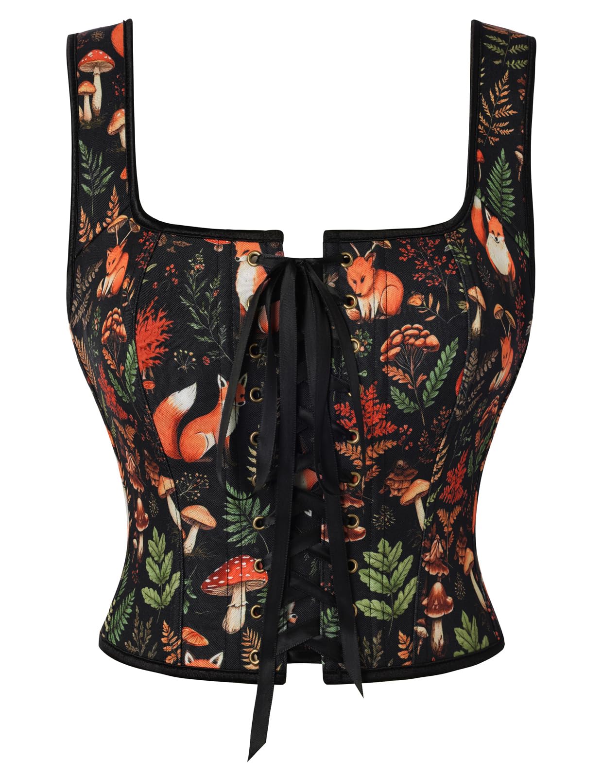 Scarlet Darkness Boned Waist Floral Renaissance Fairy Costume Corset Tops