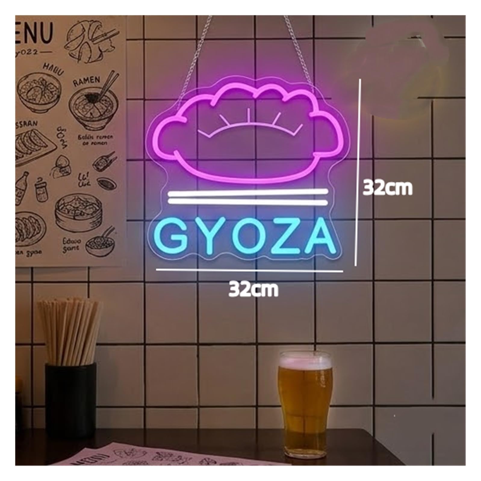 Amazon.co.jp: ネオンサイン LED GYOZA ネオンサイン 餃子ライト 調光