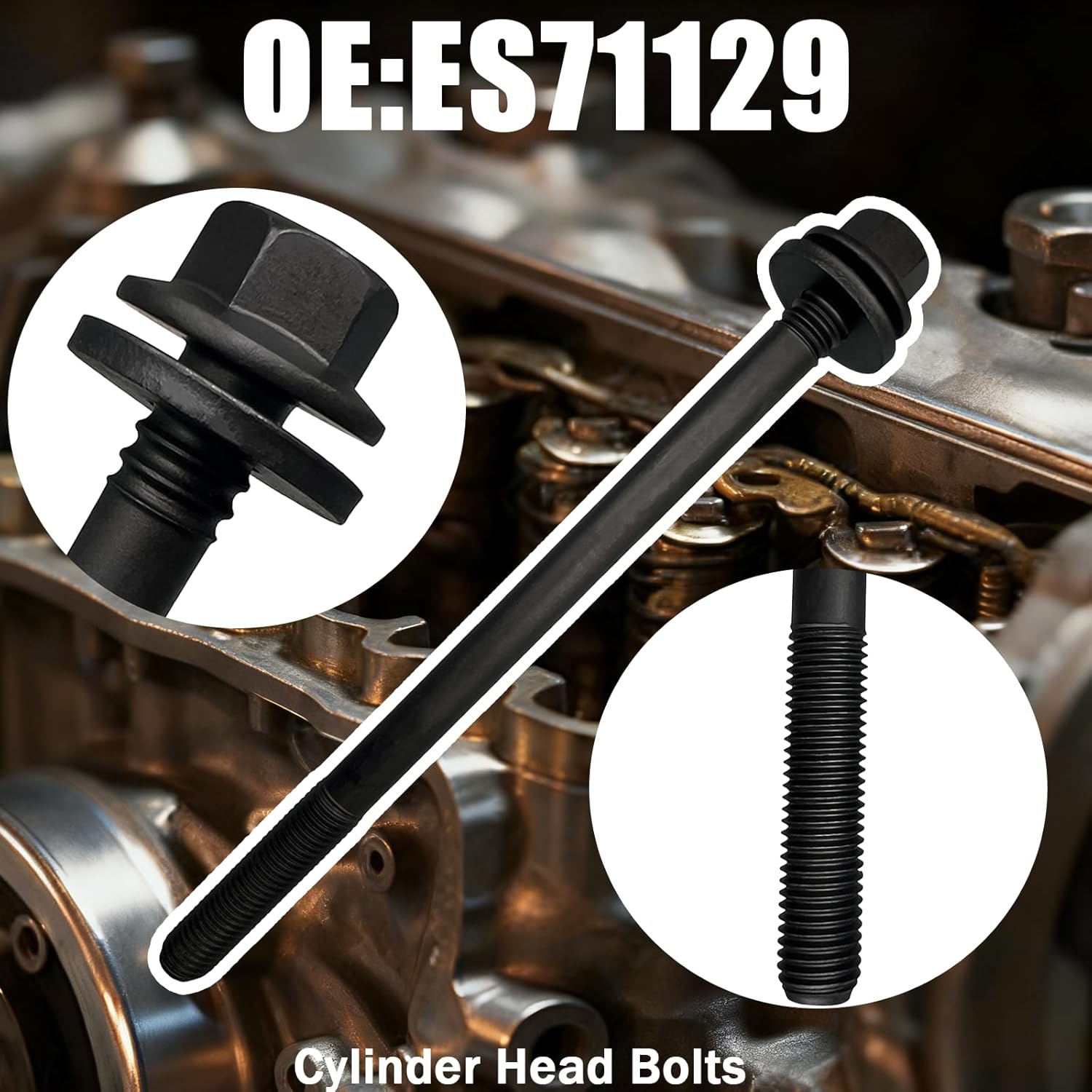 ES71129,6504985AA,6505528AA 24 Pcs Engine Cylinder Head Bolts Compatible with Chrysler/Mitsubishi/Jeep/Dodge/Ram (2005-2013) Replaces WG1102326,GS33441