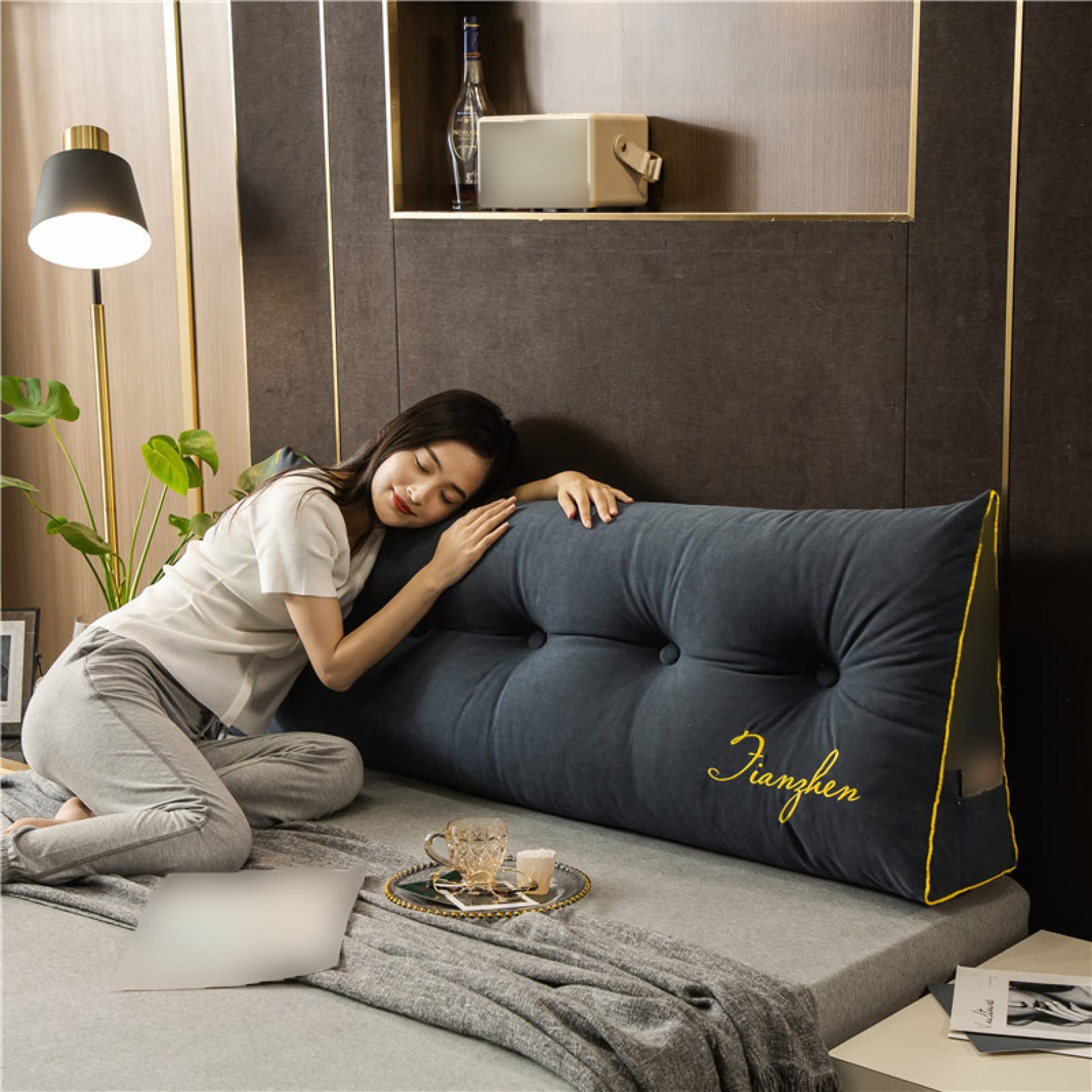 Amazon｜[LSDZW] 背もたれ クッション ベッド 150*50*20cm 三角