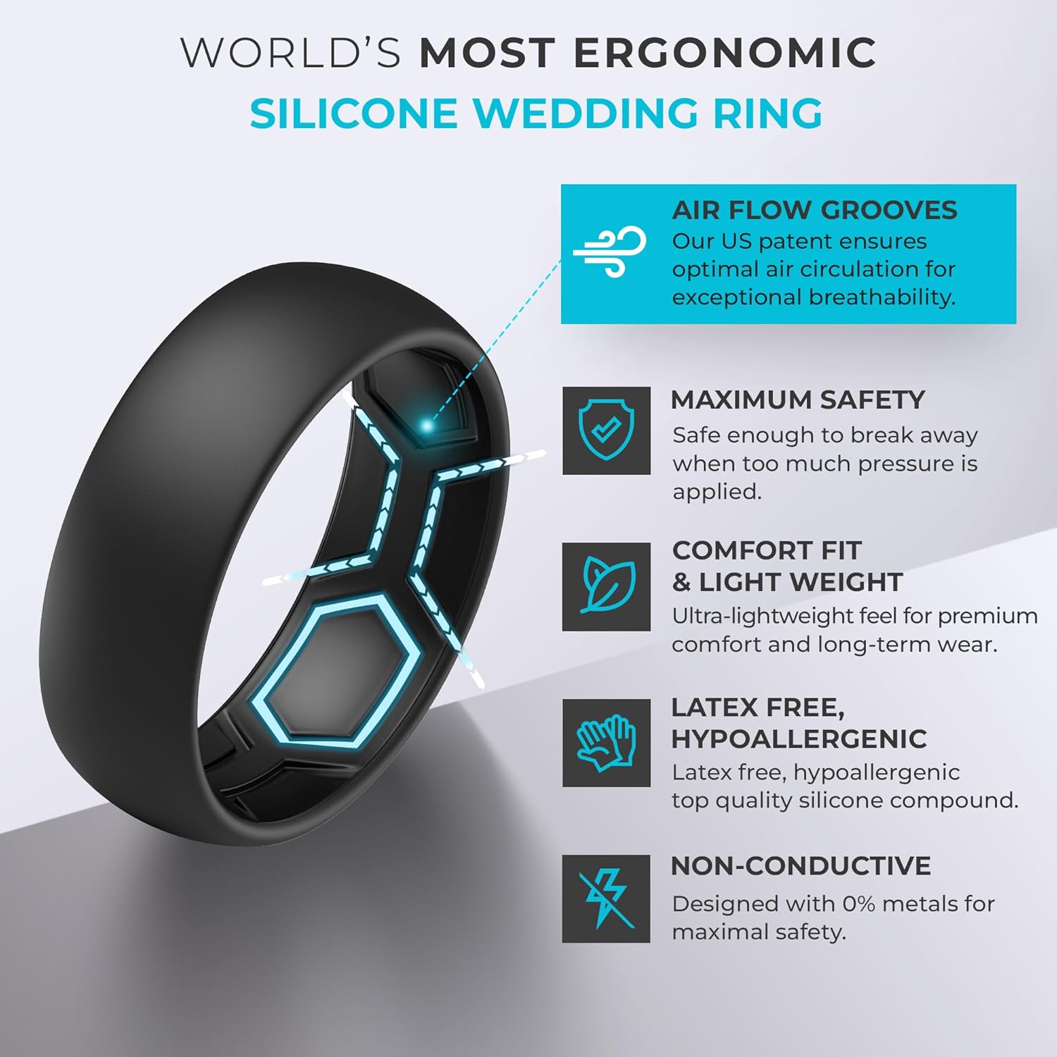 ThunderFit Silicone Rings for Him and Her, Rubber Wedding Engagement Bands Unisex, 2mm Thick, 8mm Width, Standard, (Pack Q, 5.5-6)