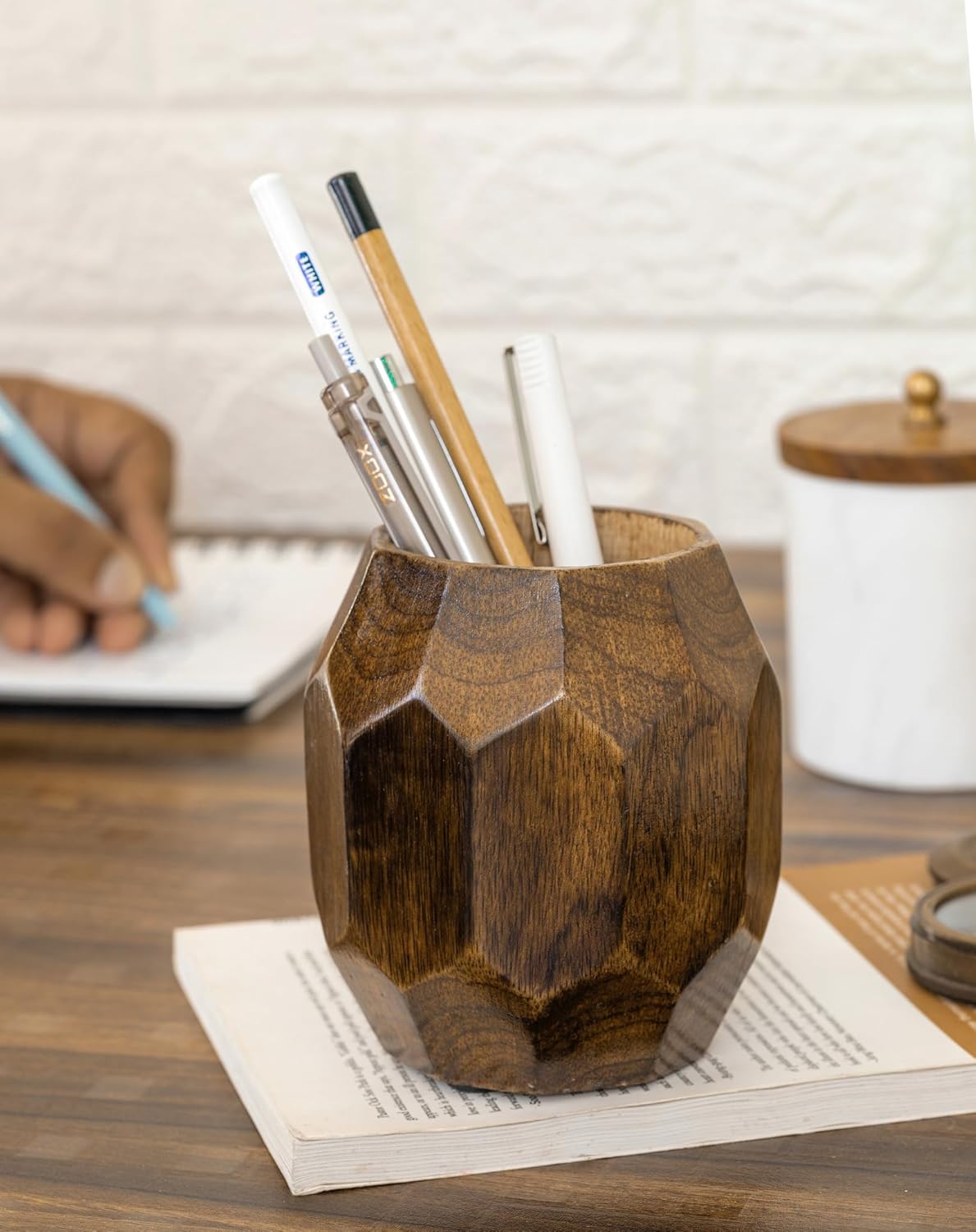 Portalápices De Madera Portalápices De Madera Duradero Organizador De Escritorio Para Escritorio A