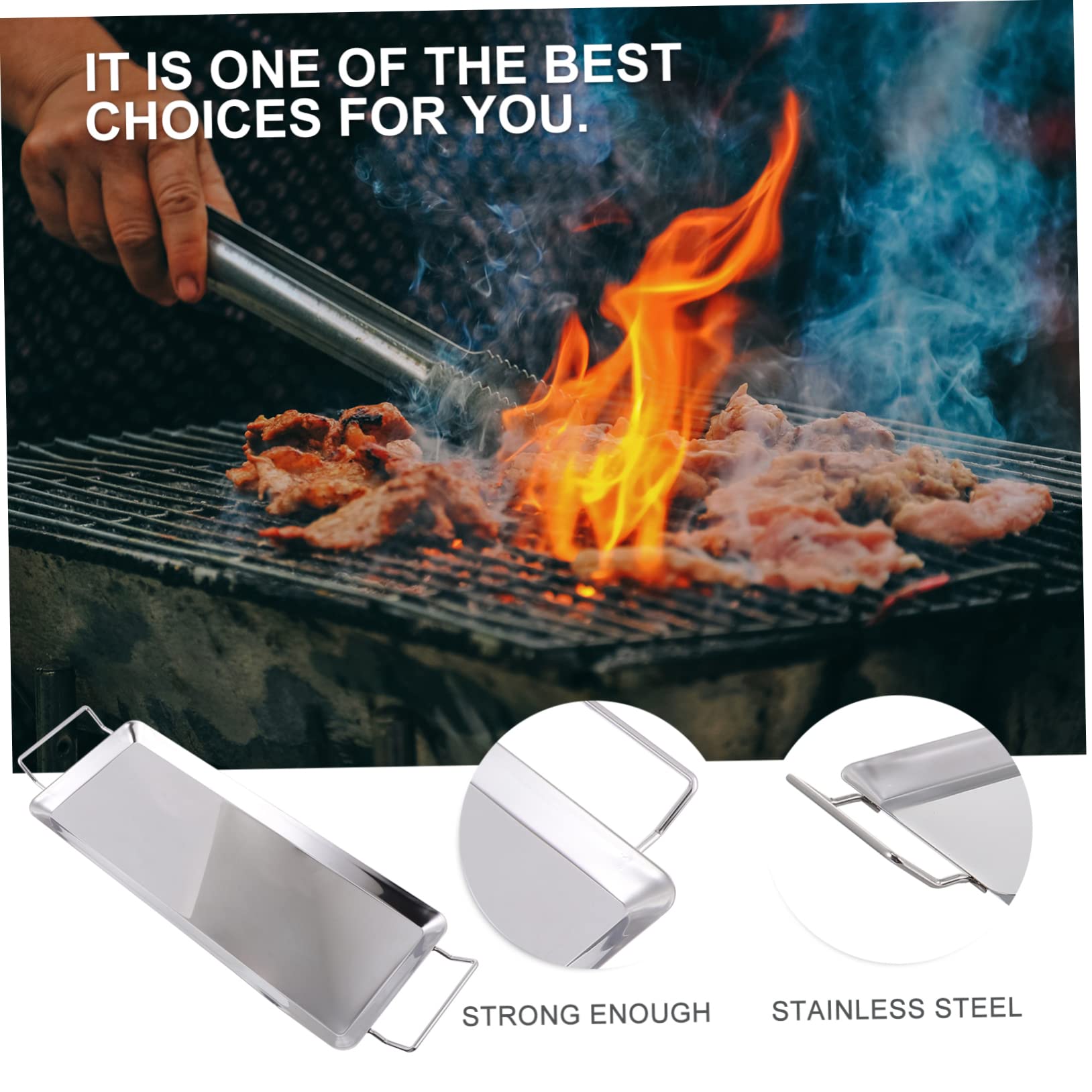 GAROZATION 1Pc Outdoor Bbq Grill Pan Roasting Tray for Multi Function Cooking Non to Clean for Grilling Meat Vegetables and Seafood