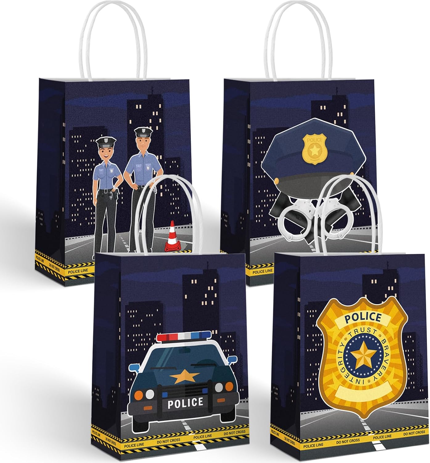 16 Pcs Police Birthday Party Favors Goodie Bags with Handle