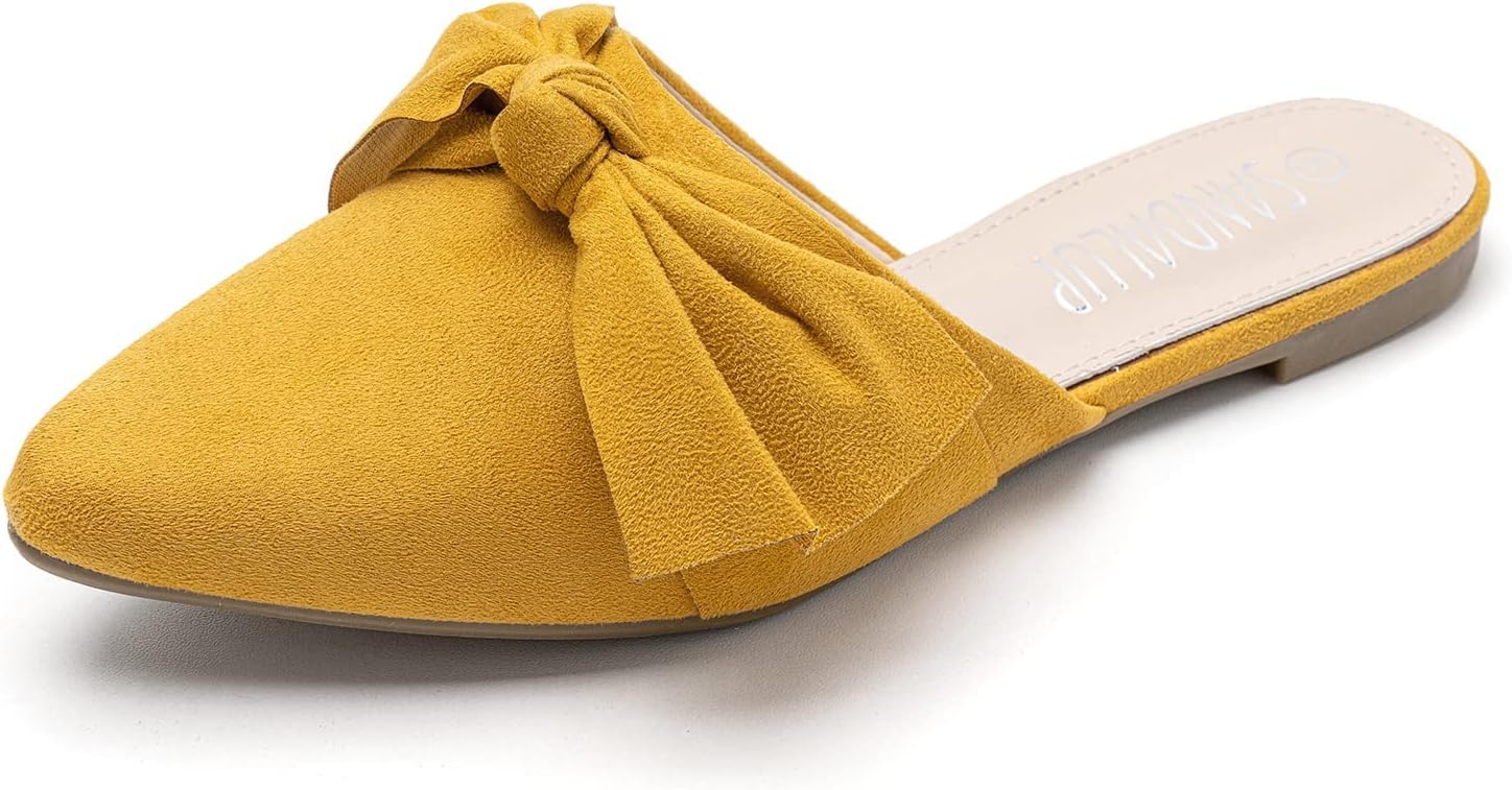 SANDALUPMules for Woman, Women's Mules, Closed Pointed Toe Backless Loafer Shoes, Cute Bow Women's Mules, Slip On Mules Flats Shoes for Work Business Casual Shoes