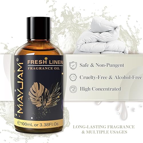 Miniatura 3 de Aceites aromáticos de lino fresco de 3.38 onzas líquidas con cuentagotas de vidrio, aceites esenciales para difusores para el hogar, aceites
