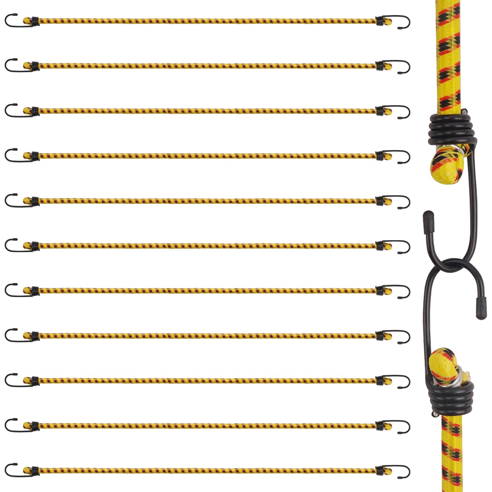 Tendeurs élastiques Avec Crochets - Lot De 10 - Longueur 80 Cm - Caoutchouc Renforcé - Pour Bagage, Bâche, Vélo, Camping