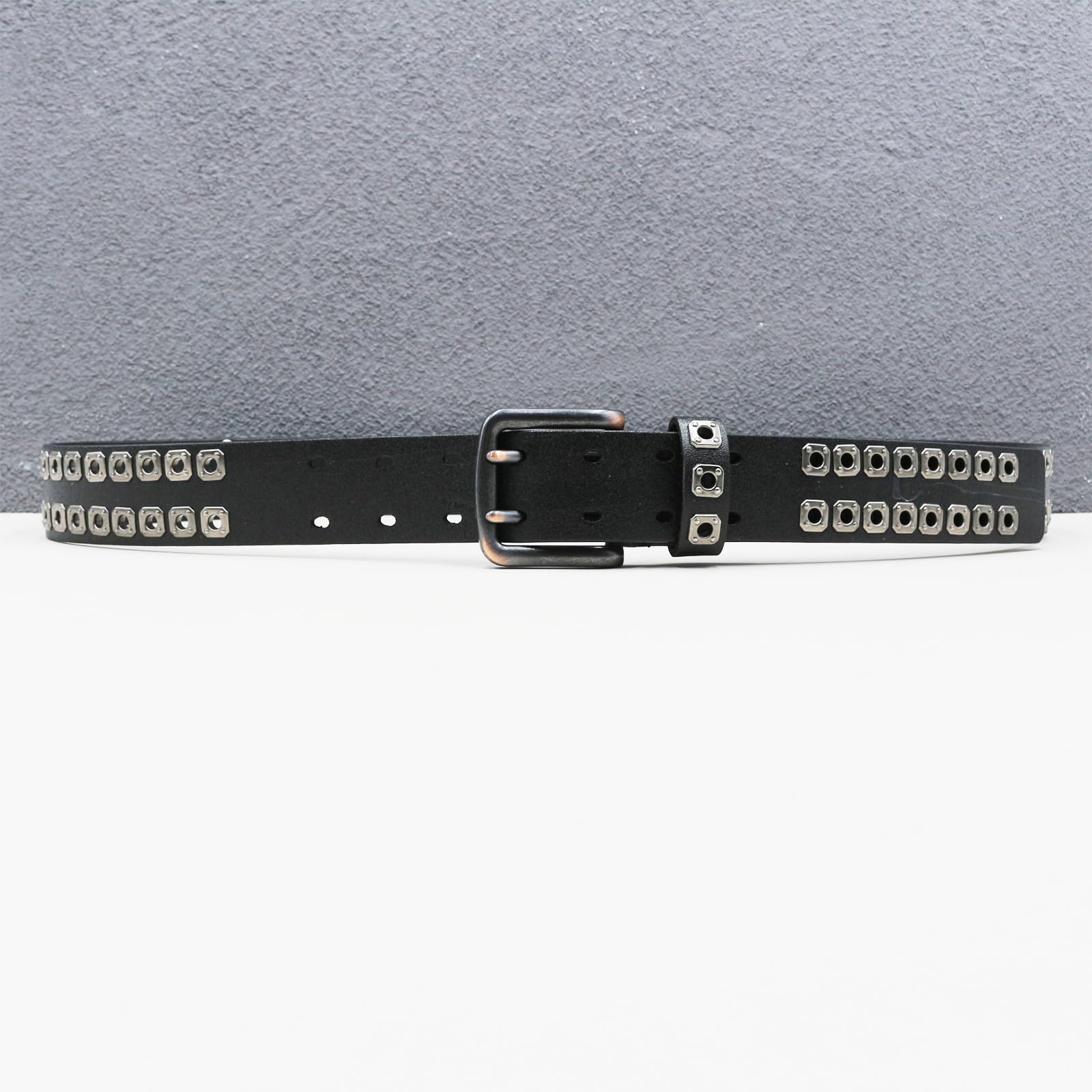 Cinturón De Cuero Con Tachuelas Gótico Punk, Remaches Cruz Calavera, Negro 115 Cm/45