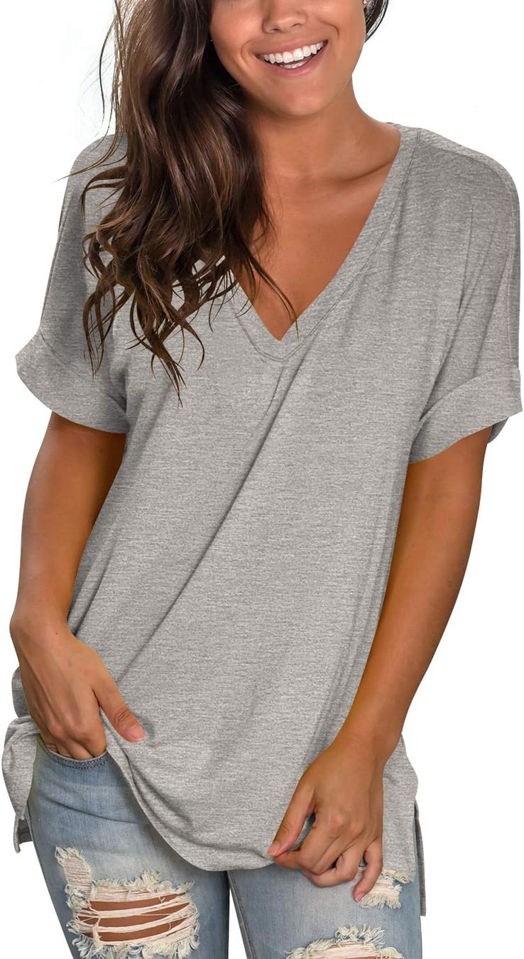 liherWomens Color Block Short Sleeve Tie Knot Casual T Shirt Tops