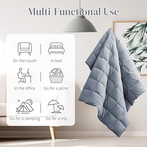Miniatura 5 de Peace nest Manta de plumón para sofá, de 50 x 70 pulgadas, para interiores y exteriores, manta suave y ligera, color gris aleación