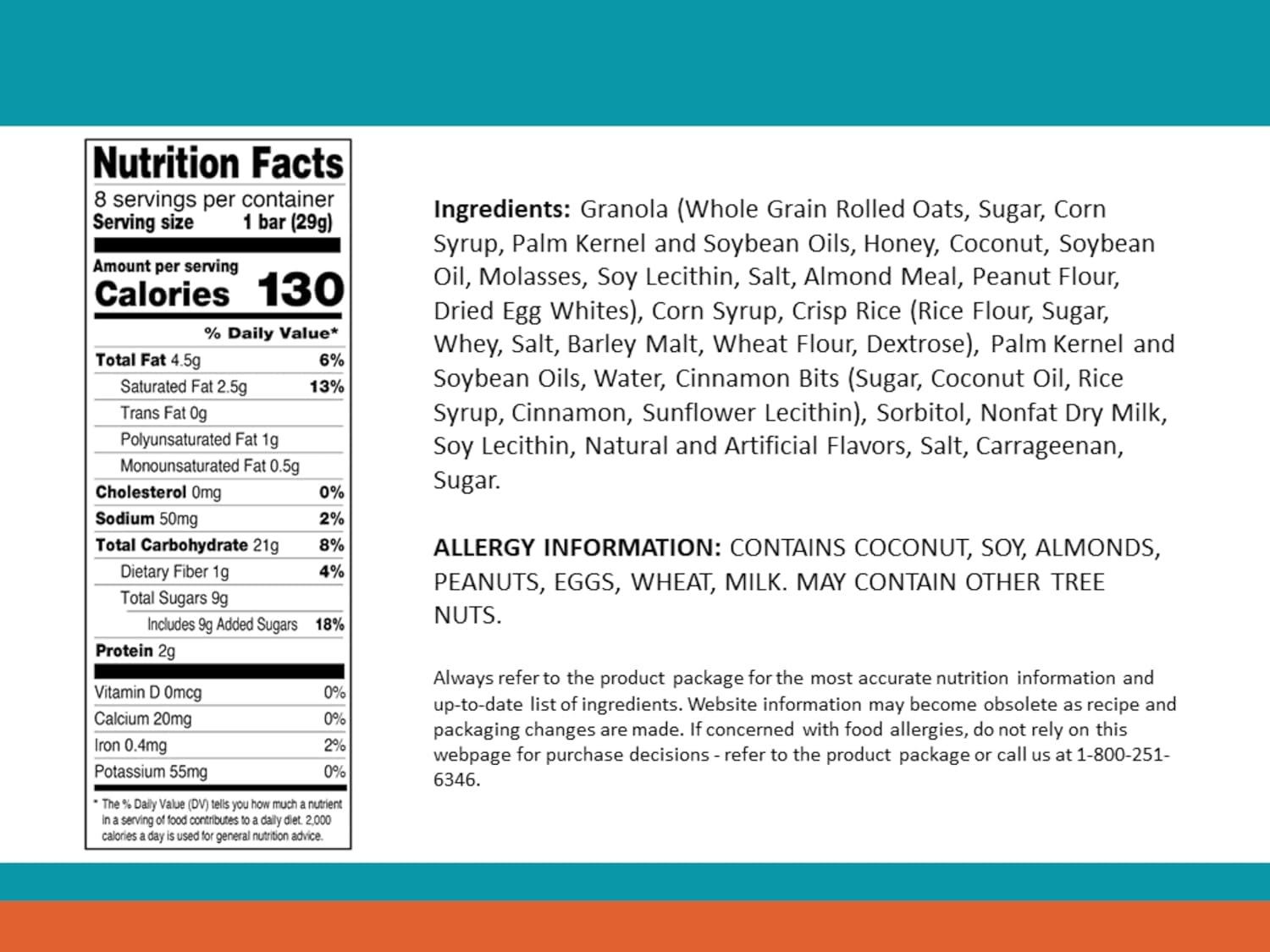 Sunbelt Bakery Snickerdoodle Chewy Granola Bars, 8 Boxes, 64 Individually Wrapped