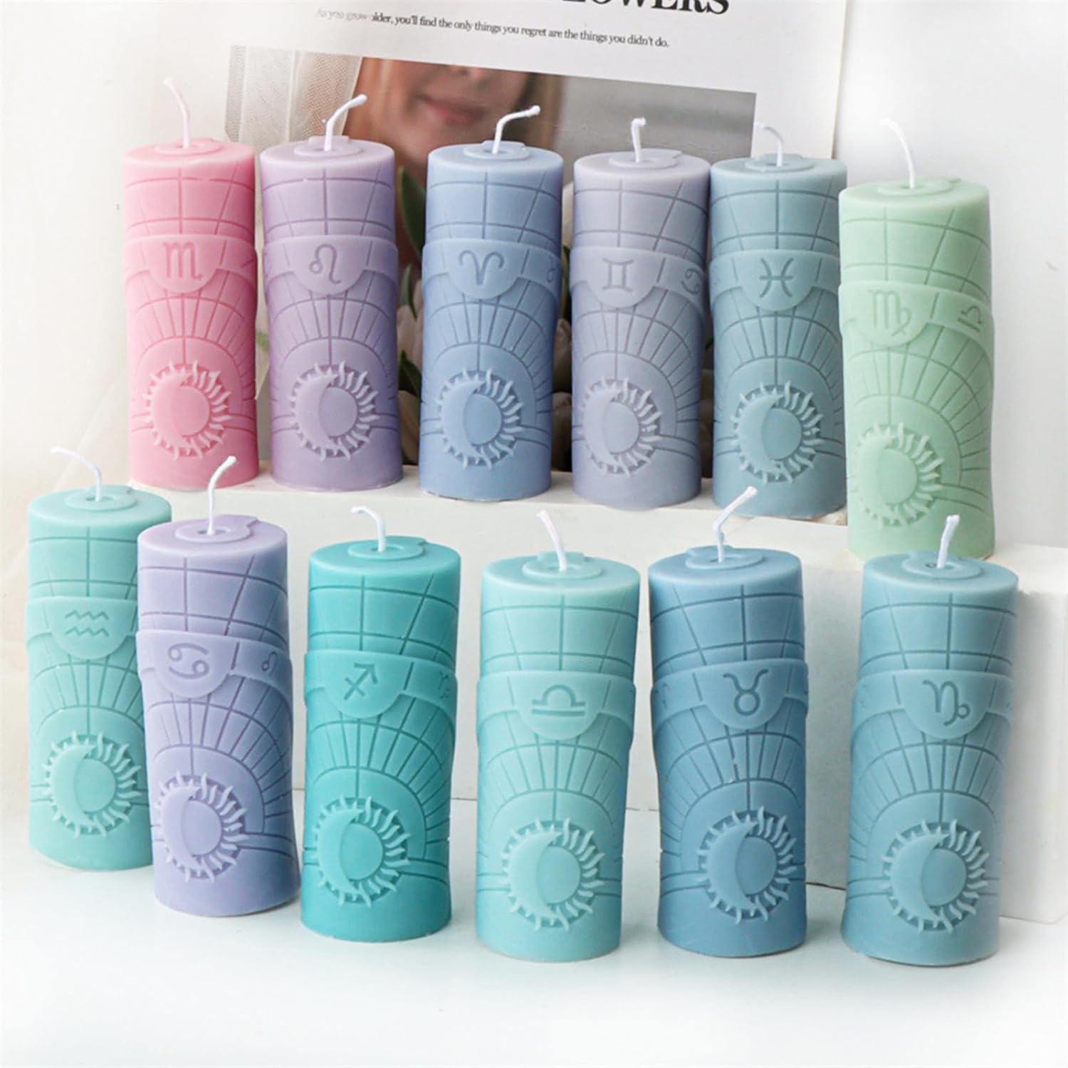 Zodiac Sign Cylinder Candle Mold, Constellations Pillar Silicone Mold for Soy Wax Candle, Aromatherapy Candles Wax Candle Making, Epoxy Resin Casting, DIY Crafts (Cancer)
