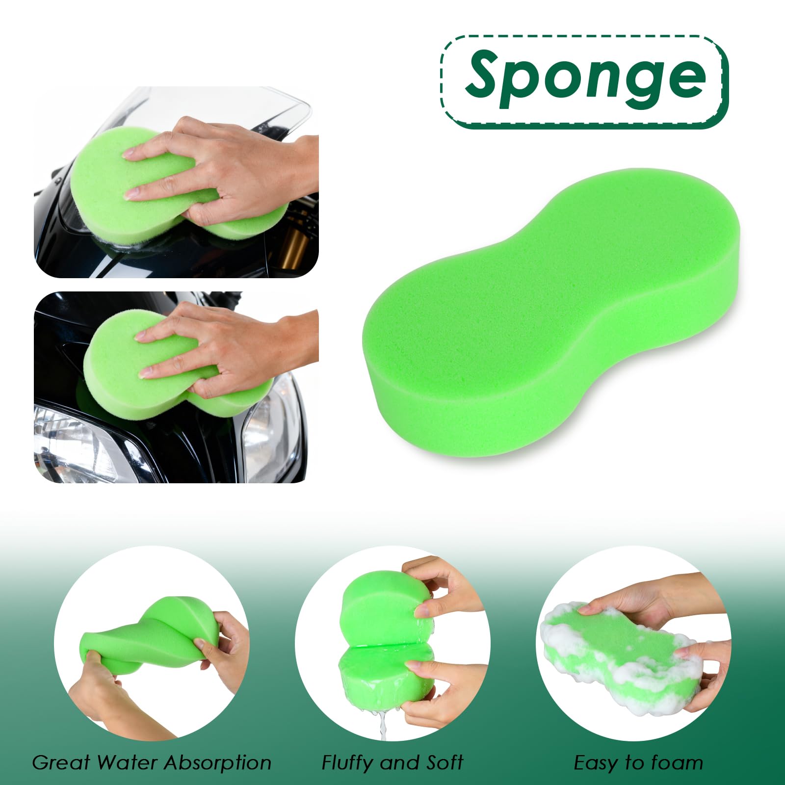 Paquete de 9 kits de limpieza de motocicleta, kit de detalles de motocicleta con cadena, rueda, llanta, cepillo de neumáticos, esponja, guante de lavado, cepillo de detalles, herramienta de