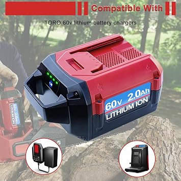 DTK Battery Replacement for Toro 60V Battery 2000mAh L324 L135 L108 Compatible with Toro 60 Volt Power Tool