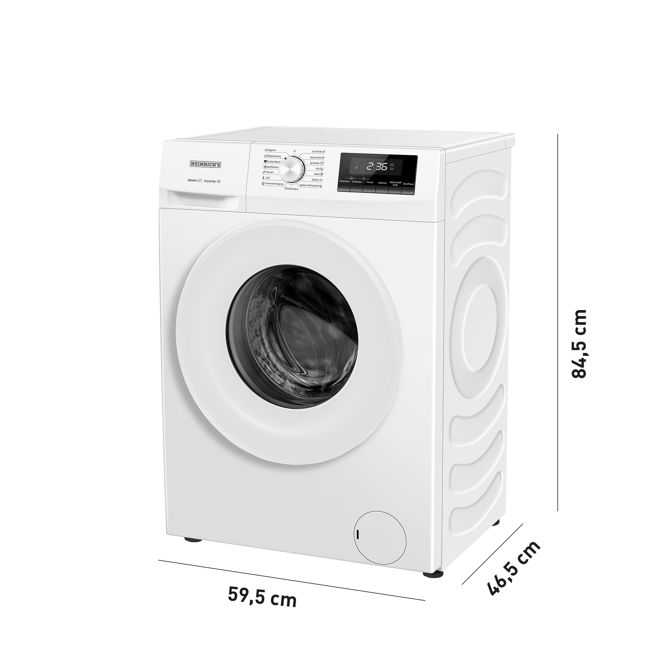 Heinrich Waschmaschine 7kg 1400 U/min Aqua-Stop LED-Display Inverter Motor Energieeffizienzklasse A weiß