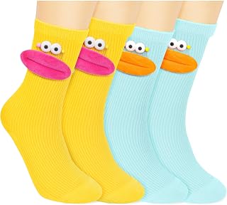 Funny Crazy Socks 2 Pairs Novelty Socks for Boys Girls | Cute Cartoon Socks for Christmas Stocking Stuffers, Gag Gifts and Fun Holiday Gifts for Kids