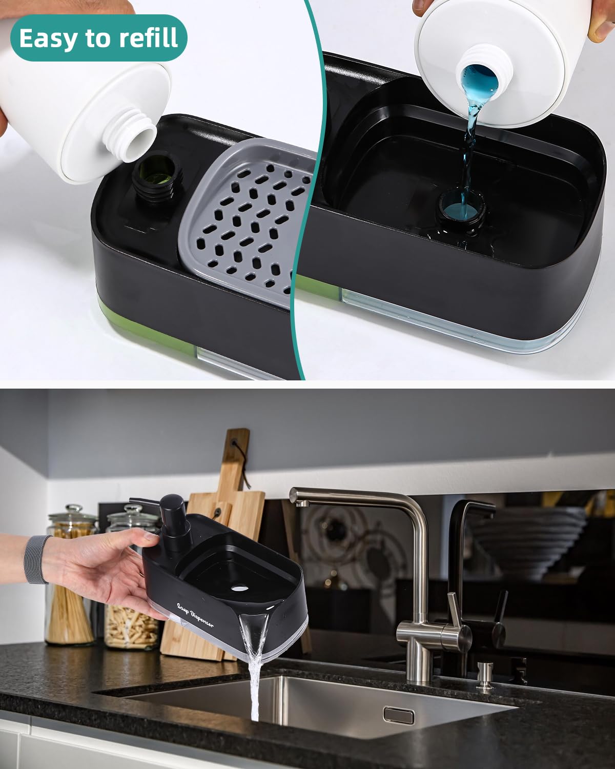 Dispenser Sapone Cucina Con Dispenser Detersivo In Plastica Organizer Lavello Cu