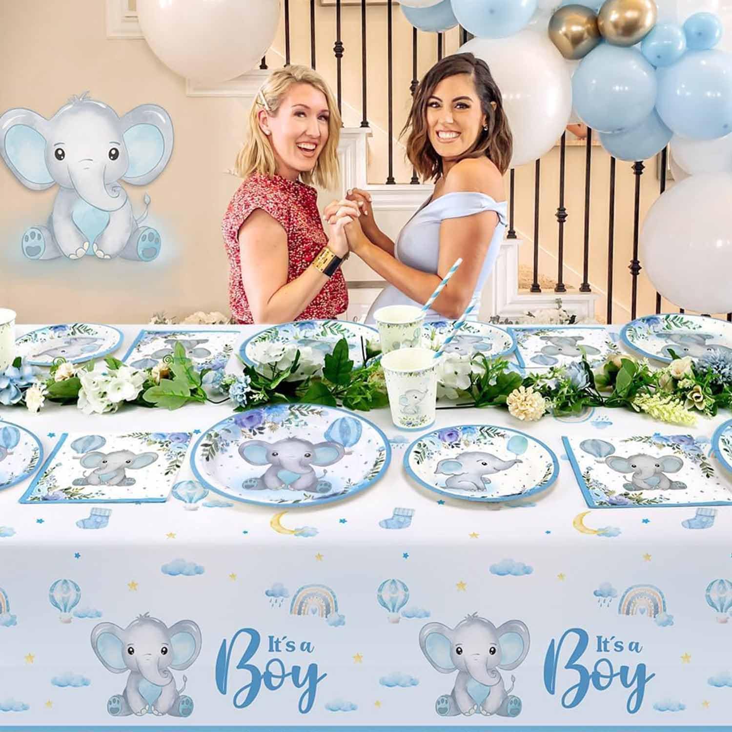 Piatti Carta Decorazioni Nascita Bambino per 25 Ospiti, 125pcs Piatti Battesimo Bimbo Tazza, Tovaglioli, Cannucce - Stoviglie Decorazioni Battesimo Bimbo per Baby Shower Boy
