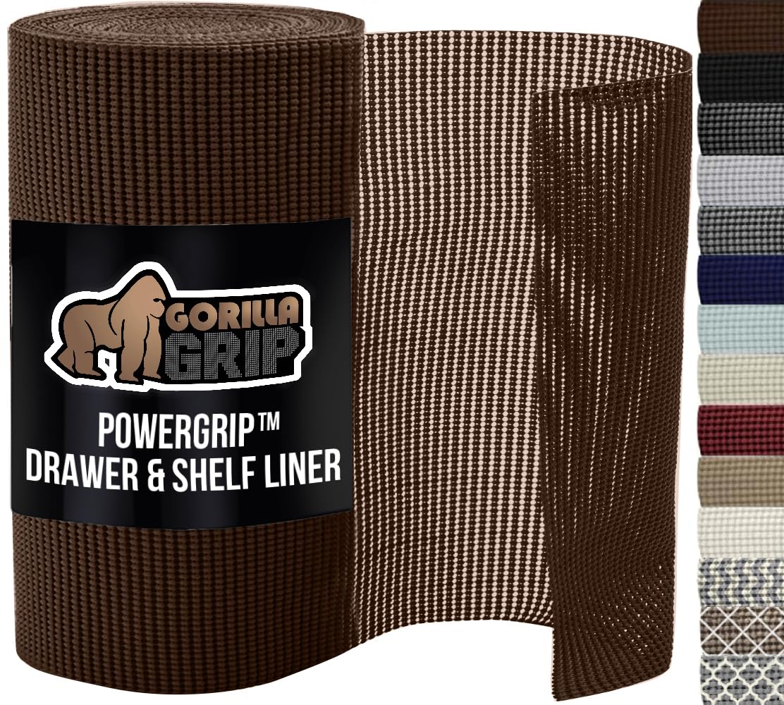 Gorilla Grip Original Drawer and Shelf Liner, Non Adhesive Roll (12" x 20' Size) Durable and Strong, for Drawers, Shelves, Cabinets, Storage, Kitchen and Desks (Beige)