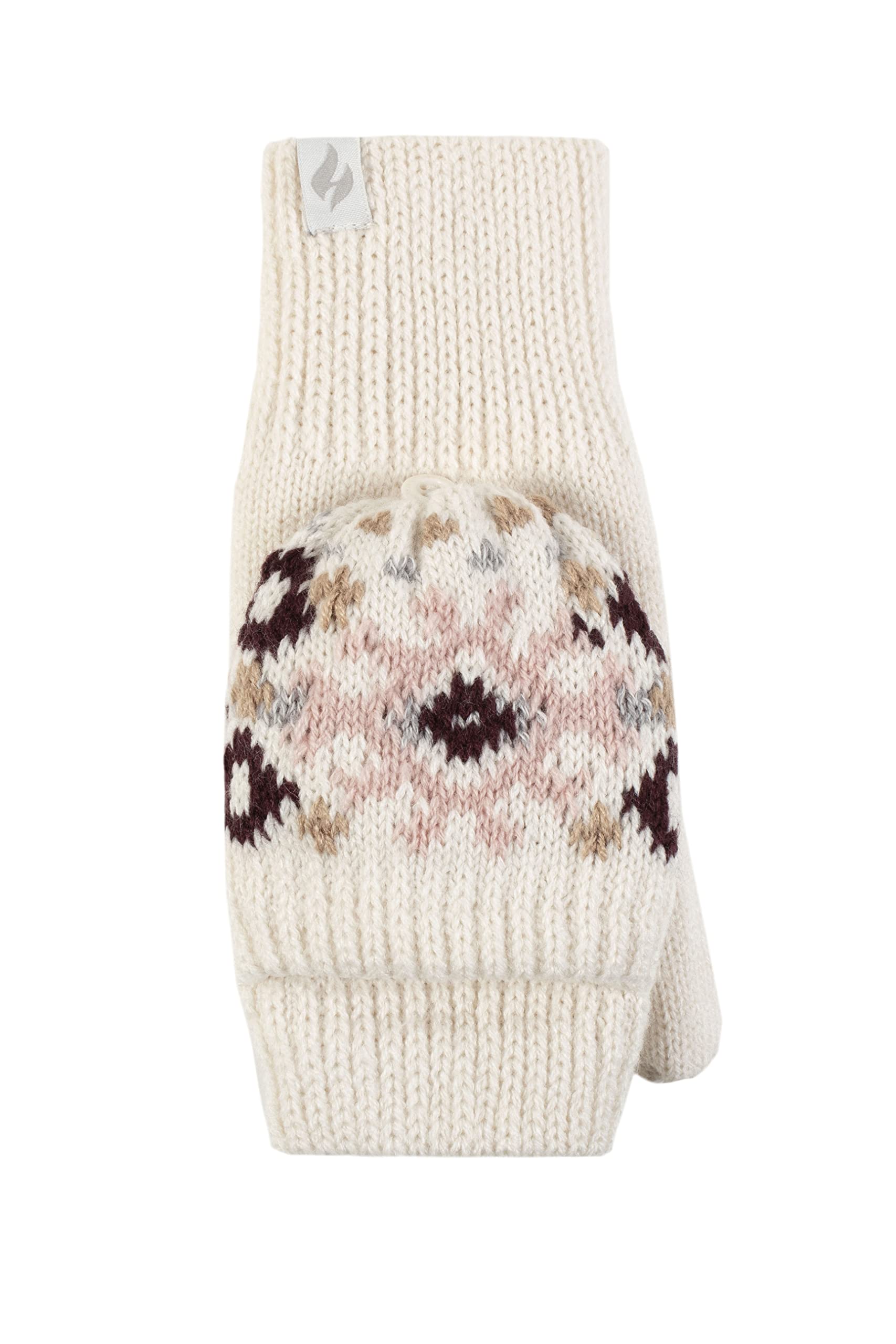 HEAT HOLDERS SOCKSHOP Ladies Heather Patterned Converter Mittens Pack of 1 Cream One Size