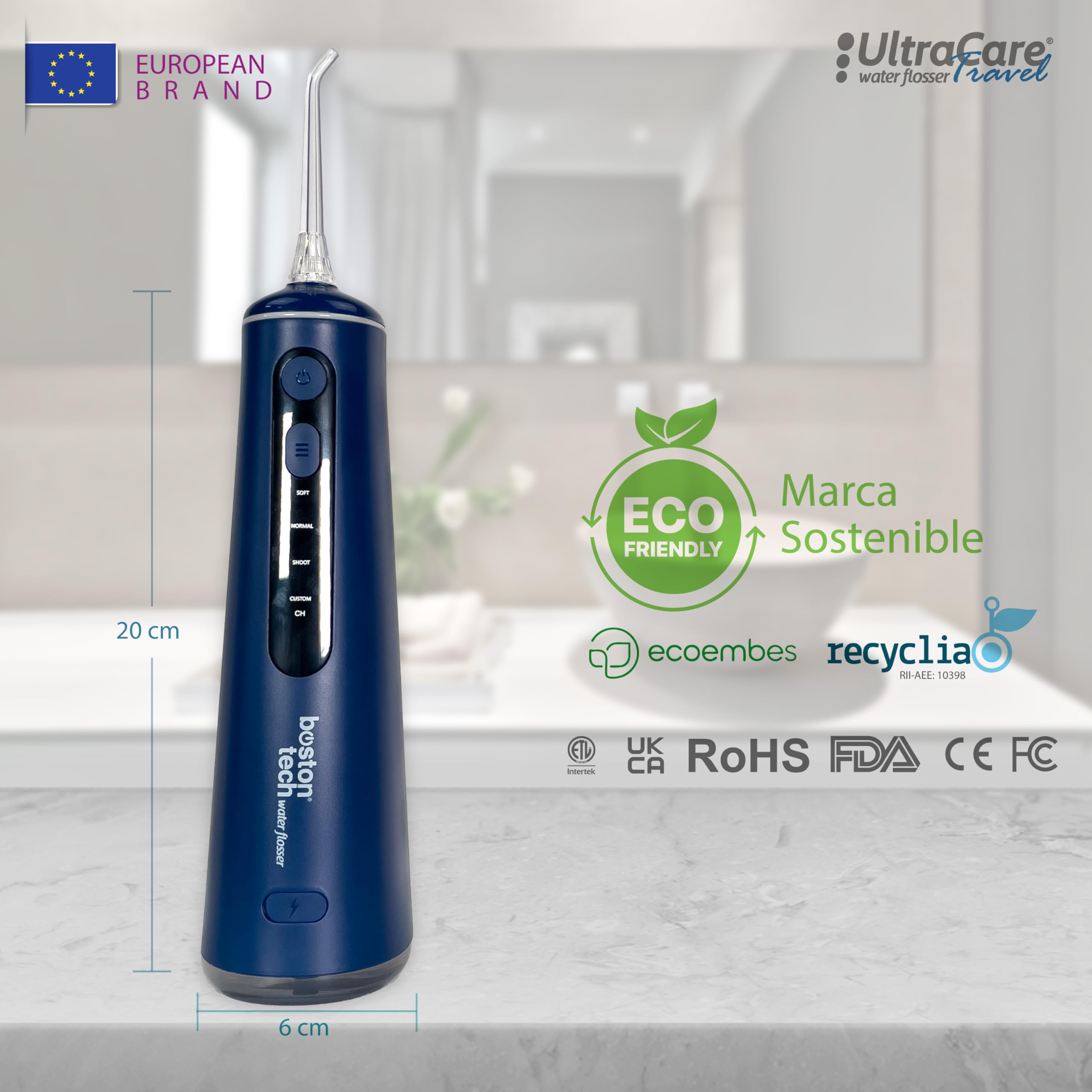 Aquapik Irrigador Bucal Portatil Inalámbrico Profesional 8 Boquillas 4 Modos IPX7 300ML USB-C Recargable