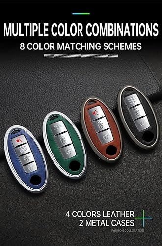 Miniatura 5 de ontto Funda para llavero con llavero ligero, carcasa de cuero para llave de automóvil, compatible con Nissan Altima Rogue Sentra Pathfinder Frontier