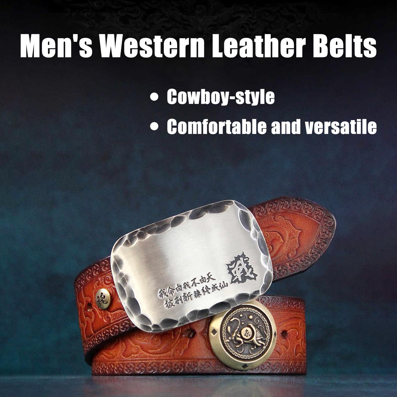 Cintura western da uomo, Cintura retrò da uomo, Cinture da uomo e da donna, Cinture casual, Cinture da uomo in pelle, Cintura da cowboy western con fibbie in rame, Stile country vintage casual in rili