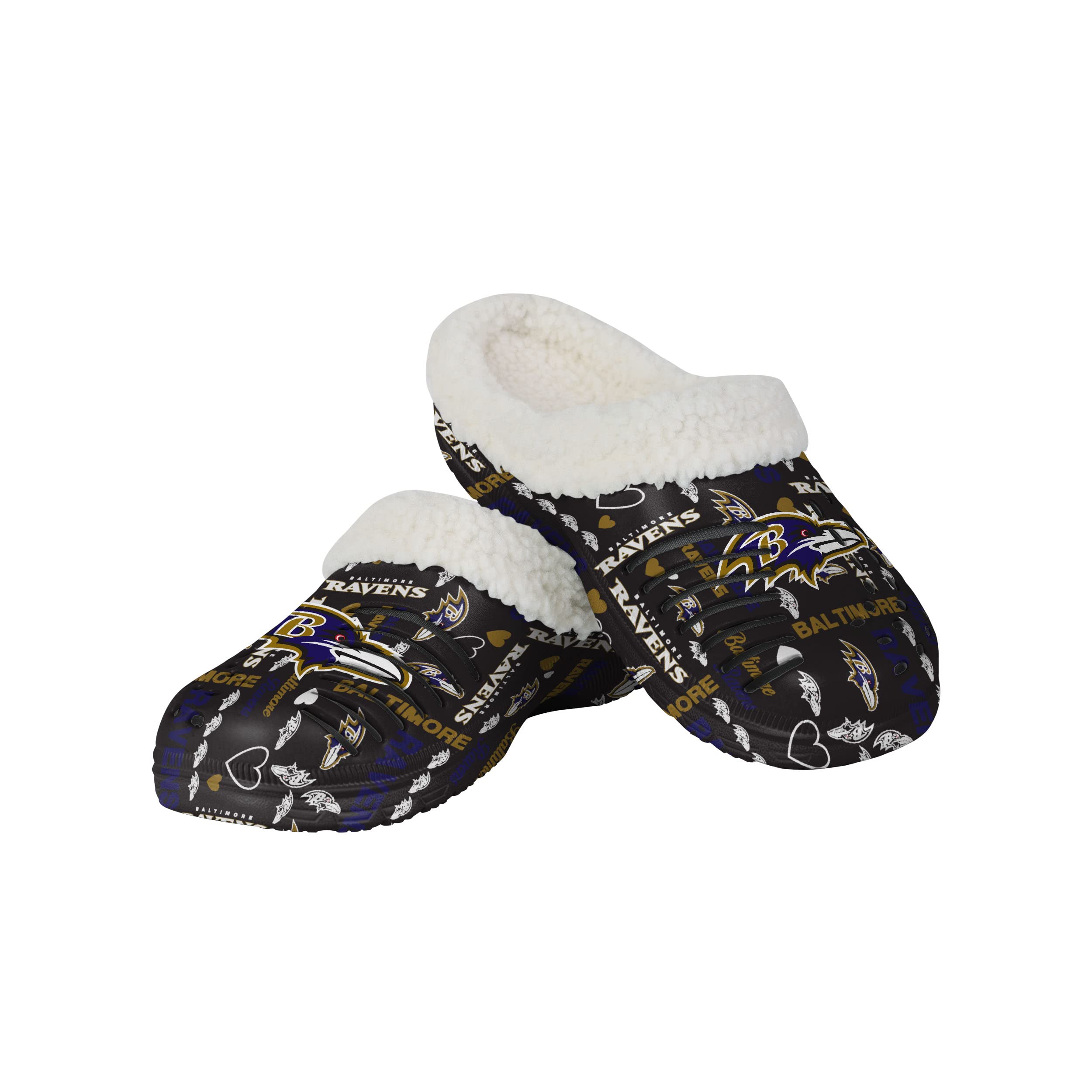 FOCOWomen's NFL Team Logo Ladies Sherpa Lined Logo Love Shoe Clogs