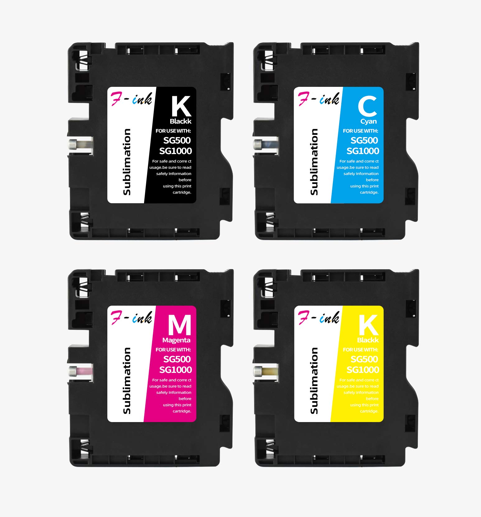 Hallosun SG500 SG1000 - Cartucce Di Inchiostro A Sublimazione Compatibili Con La Stampante A Sublimazione Sawgrass Virtuoso SG500 SG1000 (1 Nero, 1 Ciano, 1 Magenta, 1 Giallo