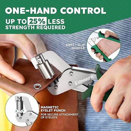 Miniatura 6 de Kit de herramientas profesional con ojales de 38 pulgadas, prensa de ojales de metal resistente para tela, cuero, lonas, bricolaje y manualidades,