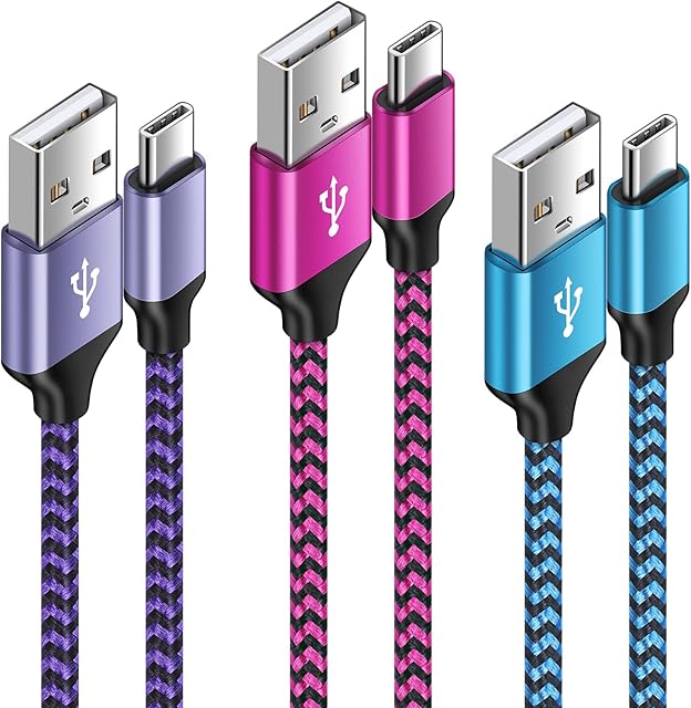 USB C Cable [3 Pack 0.9M/0.9M/1.8M ] USB Type C Charger Cable Fast Charging Lead Nylon Braided Phone Charger Cable Samsung Galaxy S22 S21 S10 S9 S8 S20 FE Plus A13 A33 A40 A41 A51 A70 A71,Google Pixel