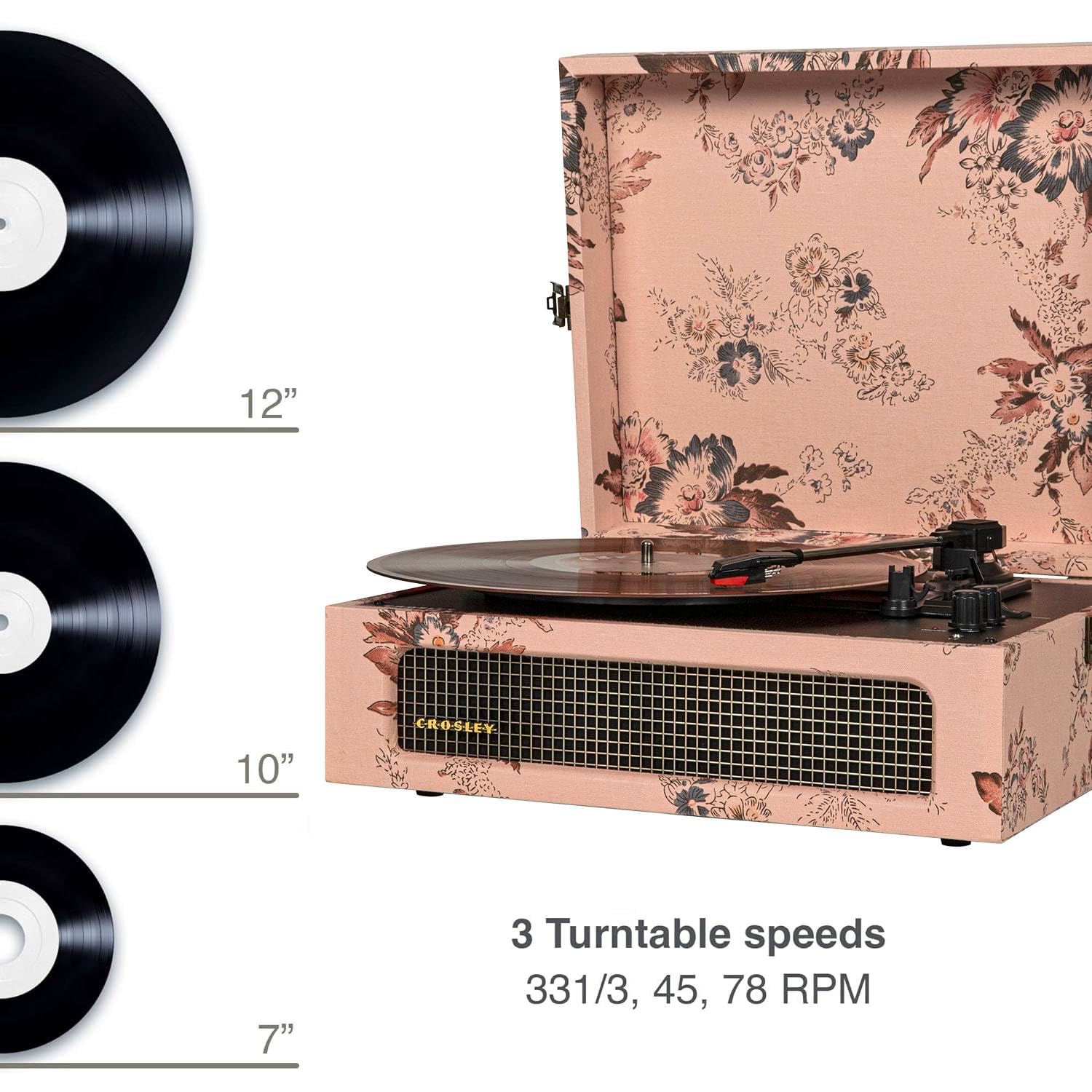Crosley Voyager Plateau tournant Motif Floral CR8017B-FL4