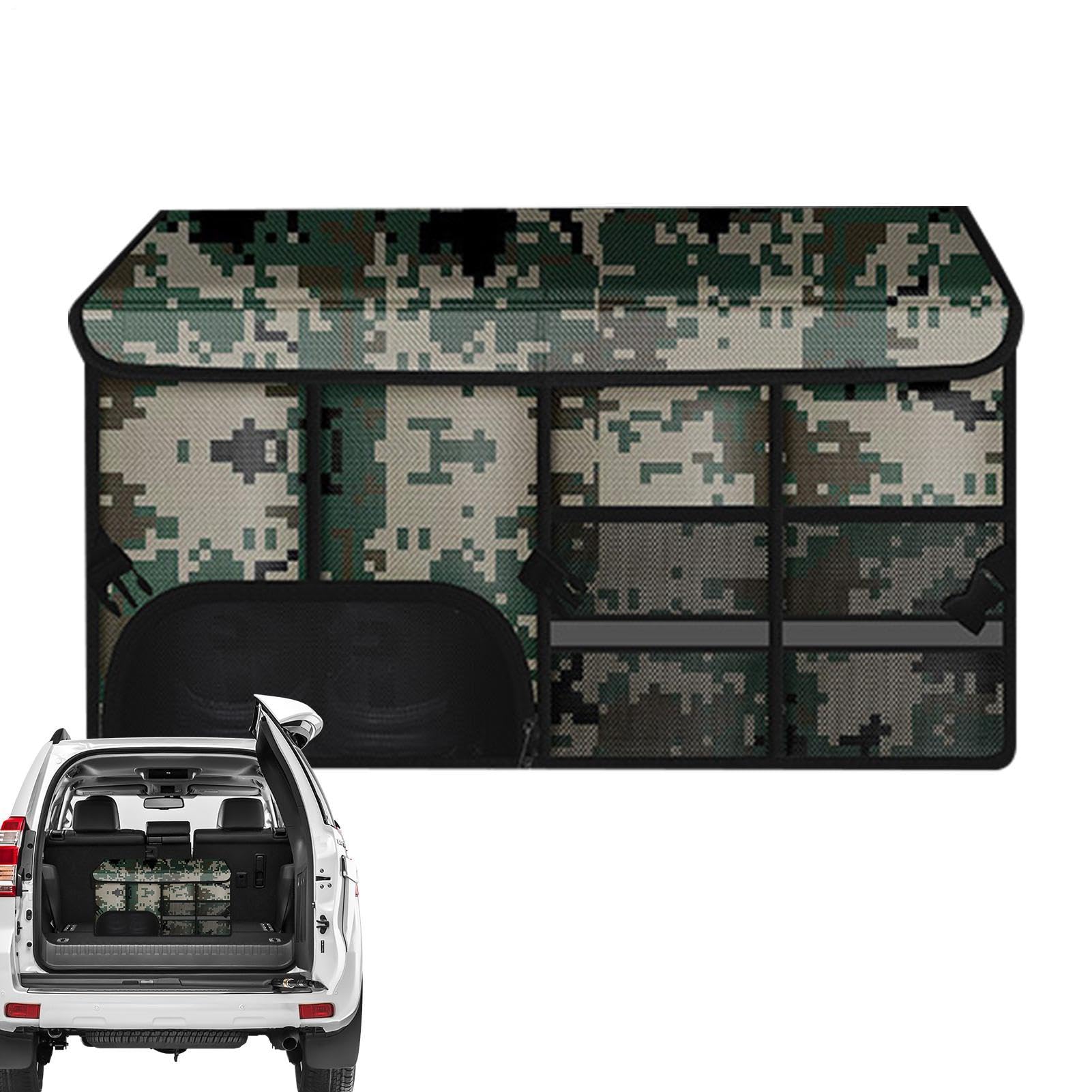 de almacenamiento plegable del maletero, organizador del maletero del coche | Organizador de ahorro de espacio con cinta reflectante, caja de almacenamiento