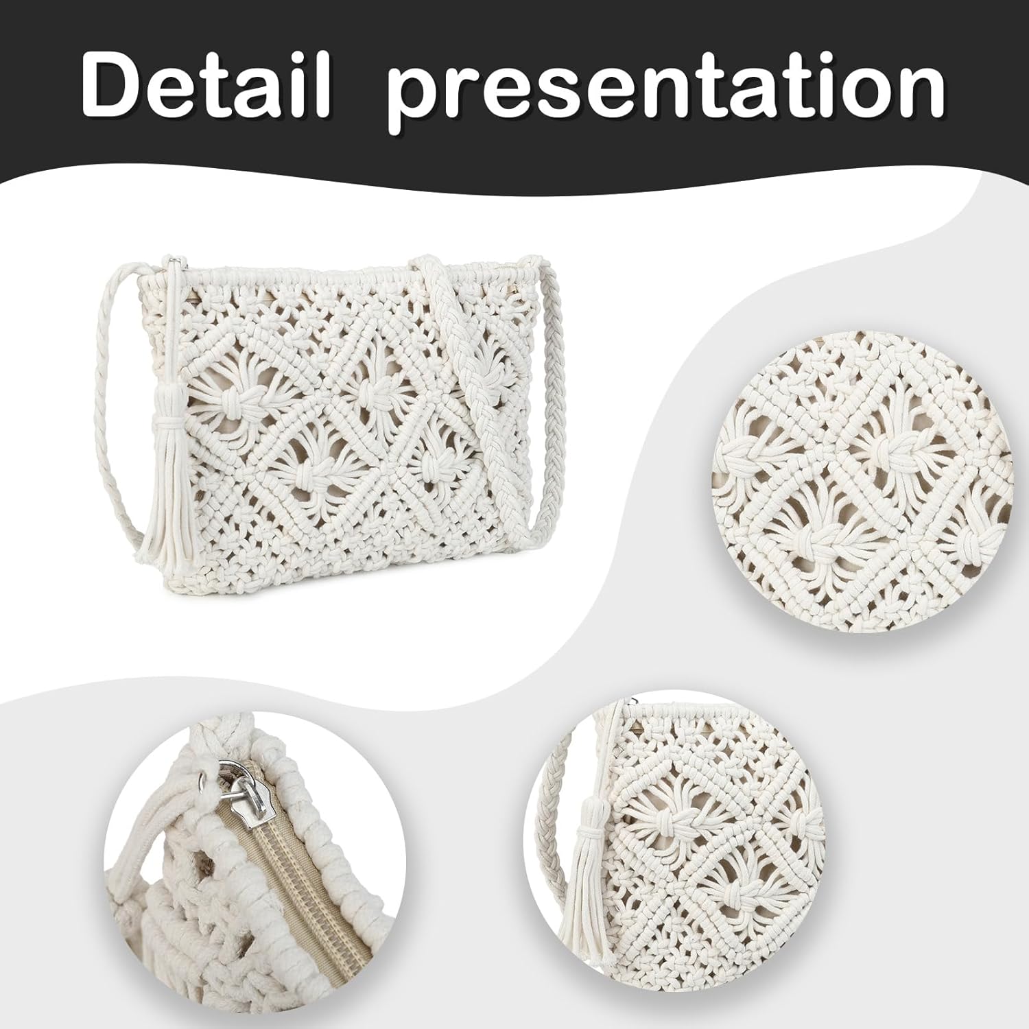 Gladdon Bohemian Small Crossbody Bag for Women Stylish Woven Shoulder Purses with Tassel - Image 5