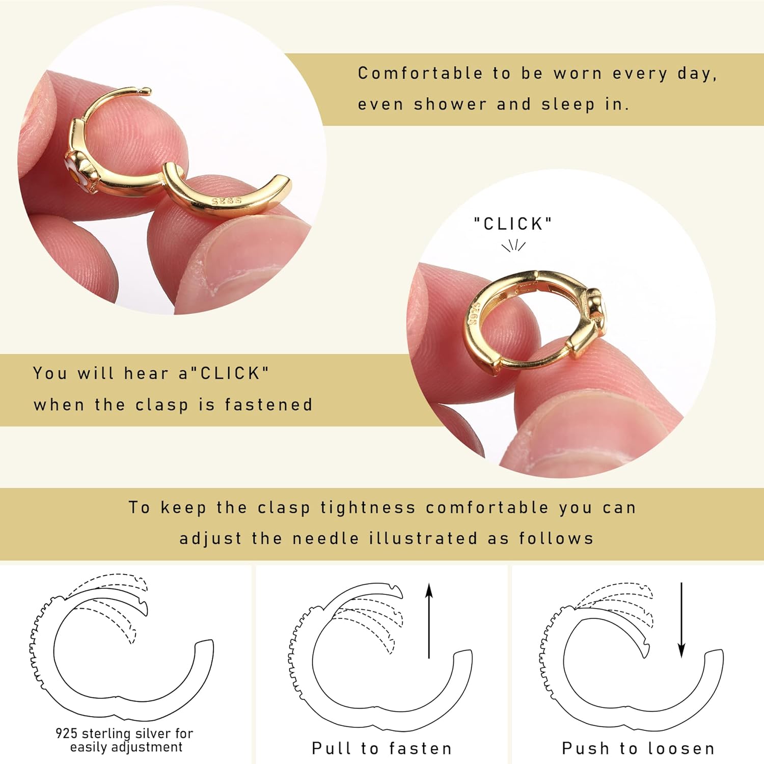 MILACOLATO 925 Sterling Silver Small Hoop Earrings Toddler 18K Gold Plated Daisy Earrings Pink Yellow FLower Huggie Hoop Earrings for Women Hypoallergenic Earrings for Sensitive Ears - Image 6