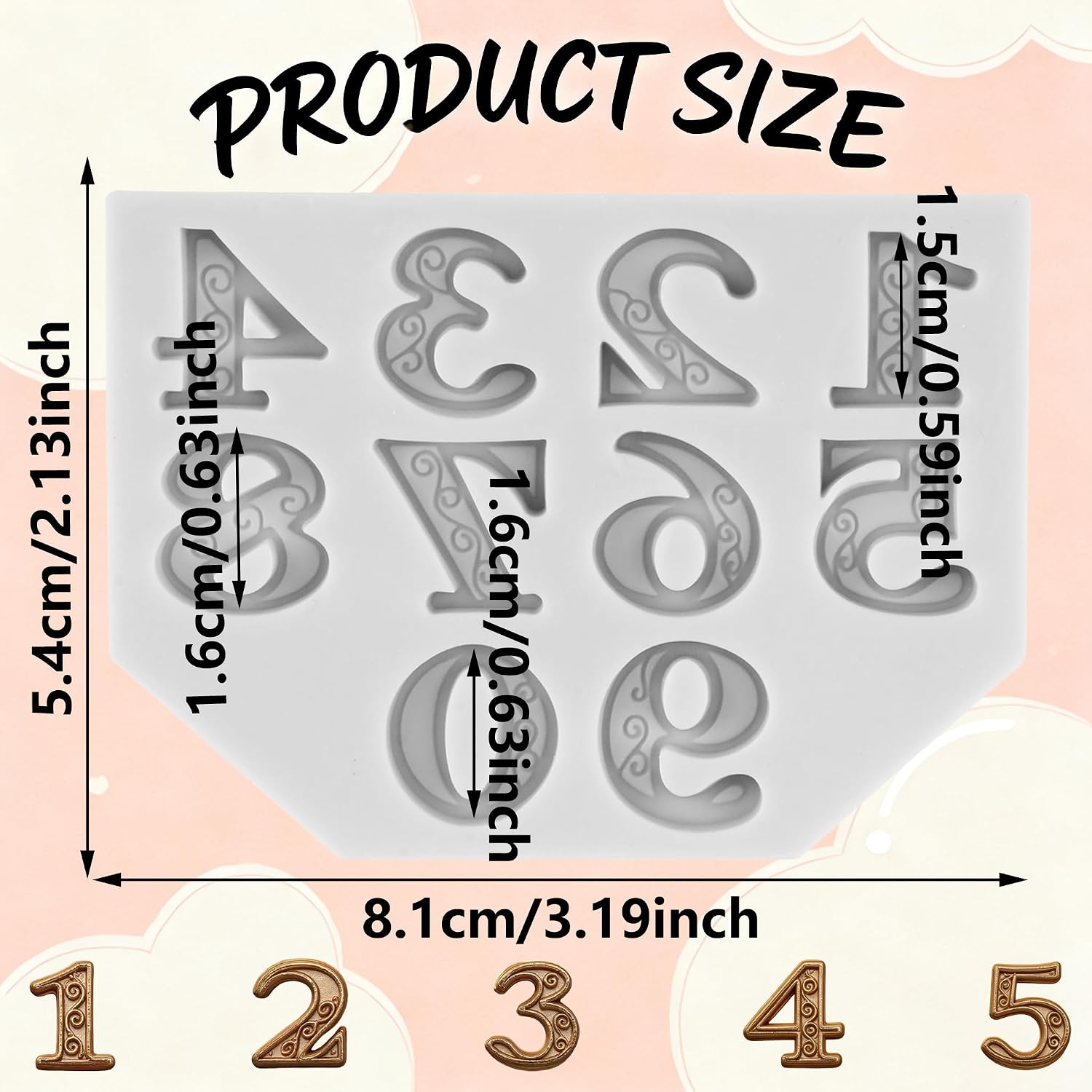 Number 0-9 Polymer Clay Molds Number Silicone Mold