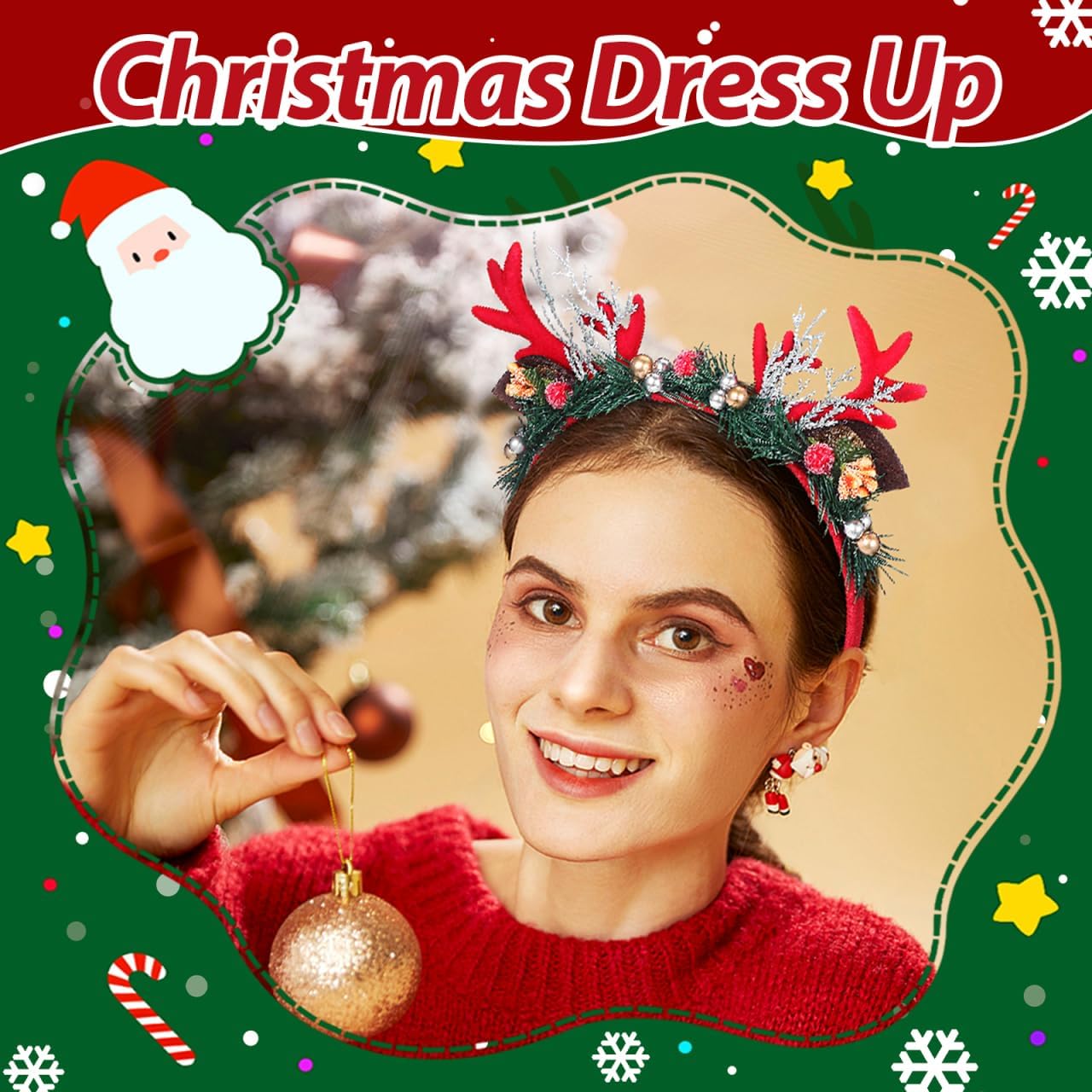 Healifty Reindeer Antlers Christmas Headband for Women: Deer Antlers Festive Headband Hair Hoop Costume Accessories for Christmas Parties Favors Photo Booth