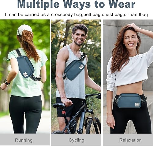 Miniatura 5 de DMLuna Pequeñas bolsas cruzadas para mujer a la moda, cangurera ligera para mujeres y hombres, mini bolsa para cinturón, bolsa de cintura con correa