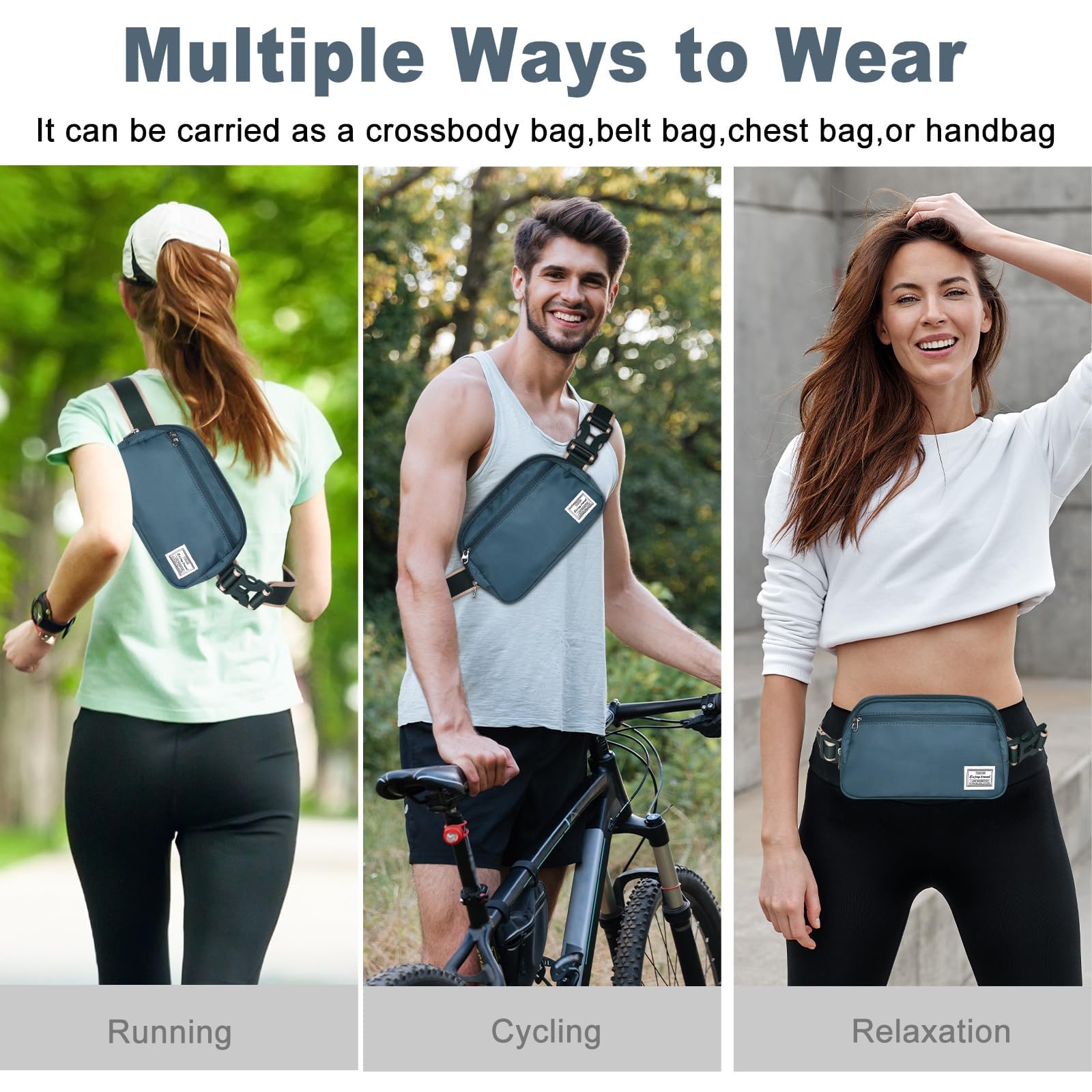 DMLuna Piccola borsa a tracolla da donna alla moda, leggera, per donne e uomini, mini marsupio con cinghia regolabile per corsa, allenamento, viaggi