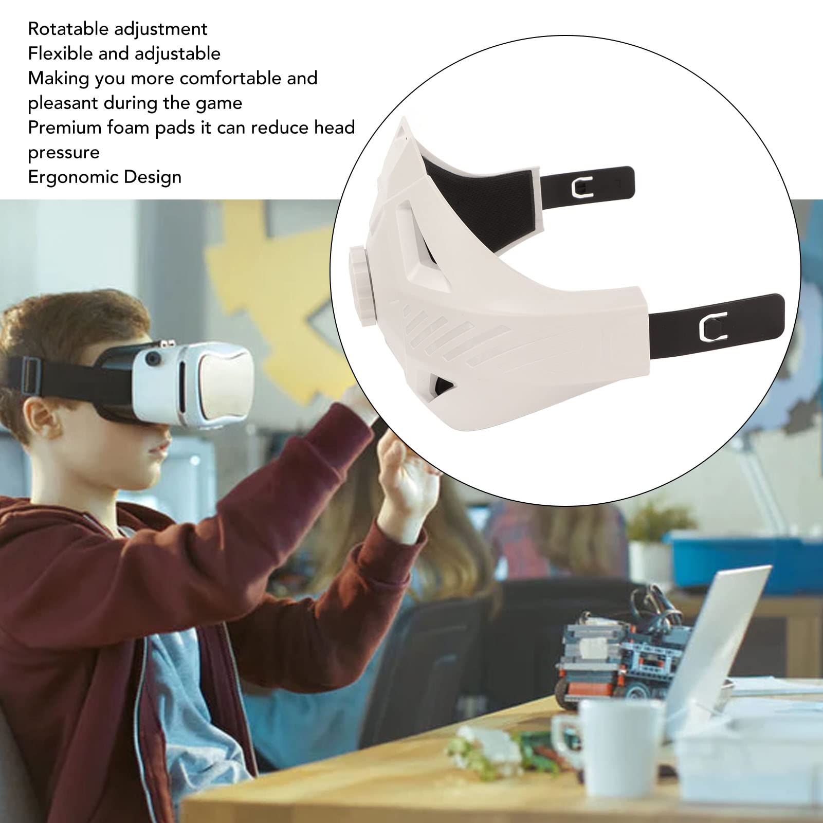 Sangle de Casque VR pour 2, ABS Ergonomique, Support et Confort améliorés, et pour Installer, remplacer la Sangle Souple d'origine