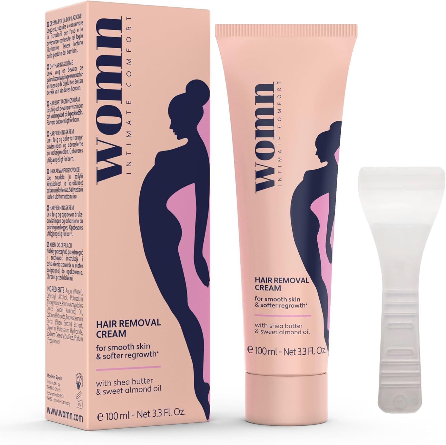 womn hair removal cream 100 ml – Gentle hair removal for intimate area, bikini area and armpits – without cuts or razor bumps, dermatologically tested
