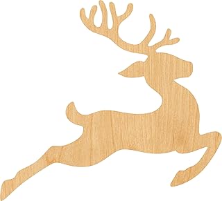 Flying Reindeer Laser Cut Out Wood Shape Craft Supply - 4 Inch