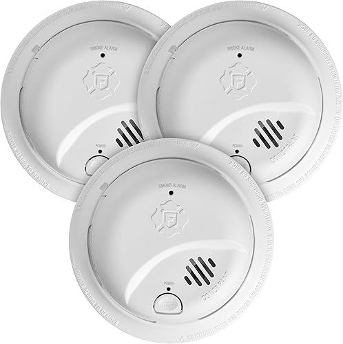 First Alert SMI105-AC, alarma de humo de interconexión con batería de reserva de 10 años, paquete de 3