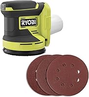 Vista 2 de Ryobi - Paquete de lijadora inalámbrica, 18 voltios ONE+ con lijadora orbital aleatoria Ryobi de 5 pulgadas, lijadora de esquina con acabado de gato