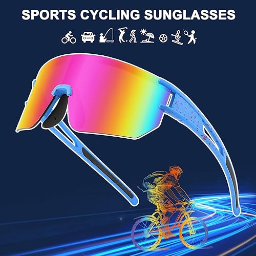 Miniatura 6 de WANWAN Gafas de sol de ciclismo para hombres y mujeres, gafas de sol deportivas de los años 80 con espejo para jóvenes y adultos para correr softbol