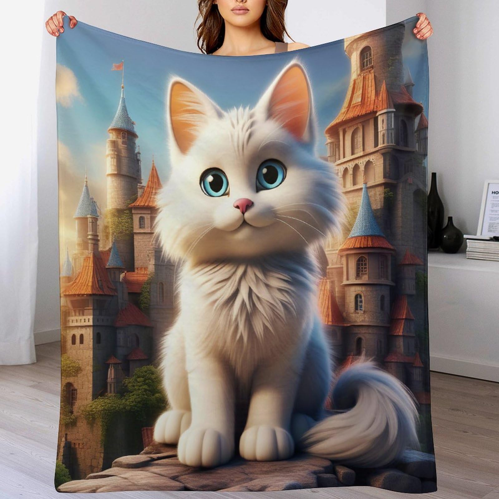 Couverture de voyage chat plaid douillet pour l'extérieur