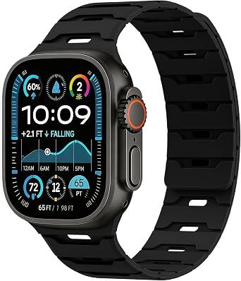 Magnetic Silicone Bands for Apple Watch Ultra/3/2 Band 49mm 46mm 45mm 44mm 42mm 41mm 40mm 38mm iWatch Bands Men Women,Waterproof Rubber Sport Strap for Apple Watch Series 11 10 9 8 7 6 5 4 3 SE/3/2nd
