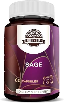 HerbEra Earths Love - Sage 60 Capsules, 500 mg, Sage Salvia officinalis Dried Leaf 60 Capsules