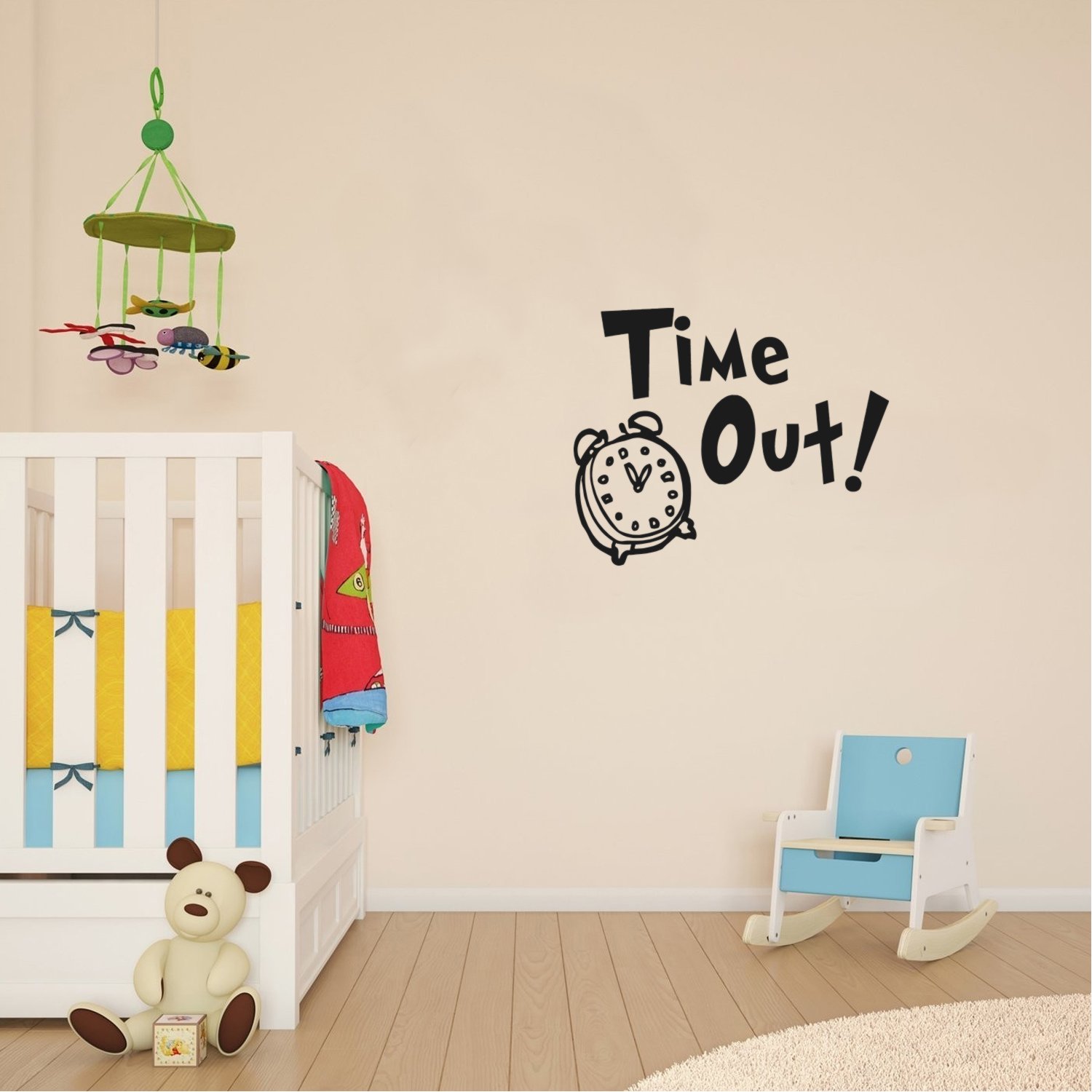 "TIME OUT" Clock Wall Decal - 18" X 22" Removable Vinyl Sticker, Nursery, Kids Room Decor - View #11