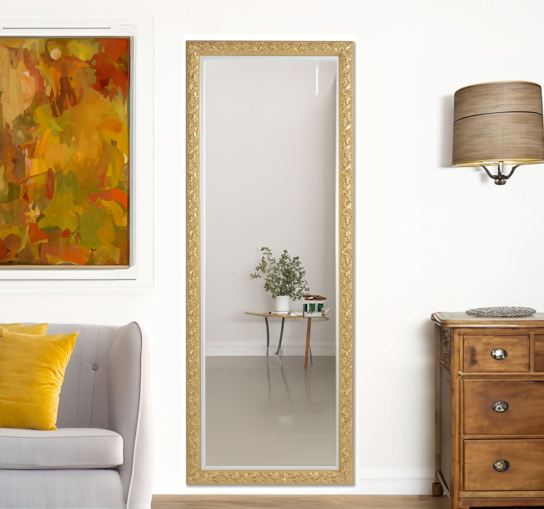 Misou Wandspiegel Passpiegel Hangspiegel Ovaal Goud Spiegel 100x30cm Wanddecoratie Miroir Mural V